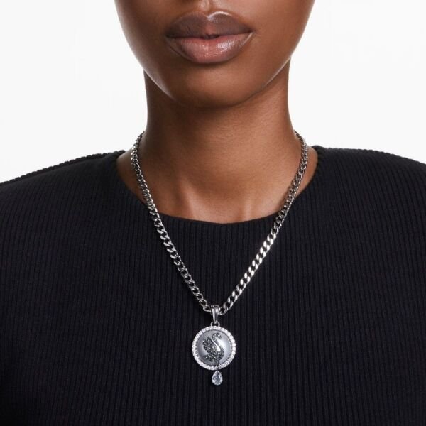 5680868 Swarovski Kolye Swan:Pend Prl Gry/Rhs 5680868