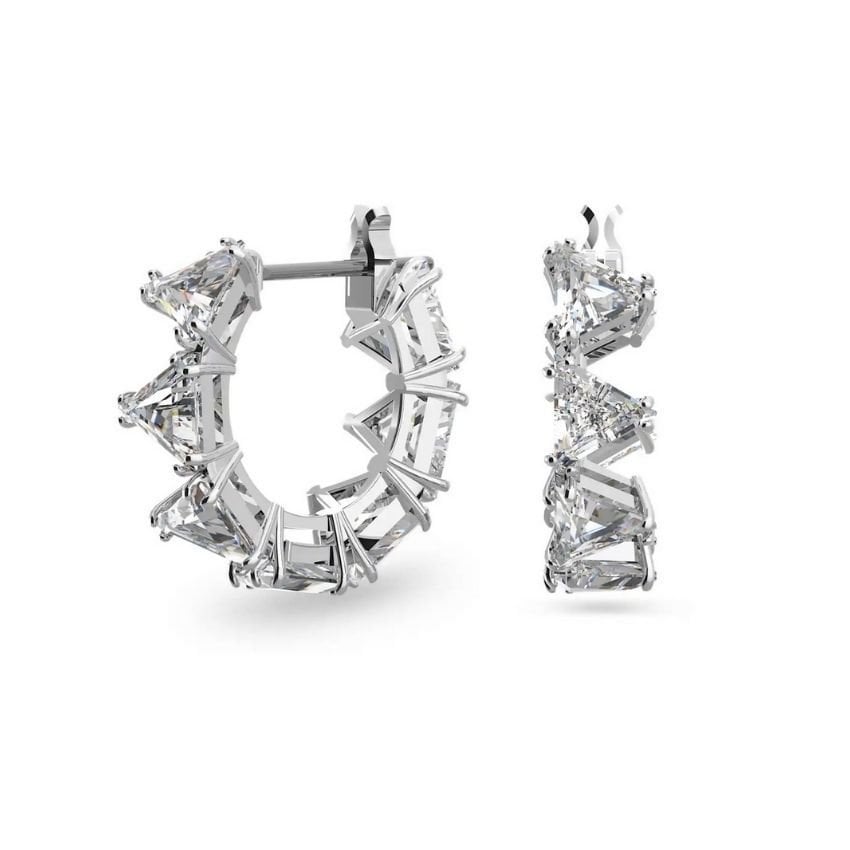 5632467 Swarovski Küpe Millenia:Ortyx Pierced Earrings Mini Hoop triangle Rhodium shiny White