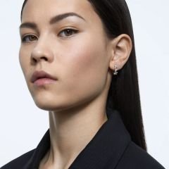 5632467 Swarovski Küpe Millenia:Ortyx Pierced Earrings Mini Hoop triangle Rhodium shiny White
