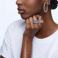5632467 Swarovski Küpe Millenia:Ortyx Pierced Earrings Mini Hoop triangle Rhodium shiny White