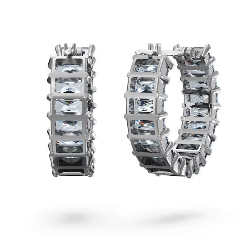5658650 Swarovski Küpe Matrix:Pe Mn Hoop Baguette Earrings Ocean Grey Gry/Rus