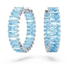 5659037 Swarovski Küpe Matrix:Pe Hoop Baguette Earrings Acqua Blu/Rhs