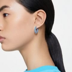 5659037 Swarovski Küpe Matrix:Pe Hoop Baguette Earrings Acqua Blu/Rhs