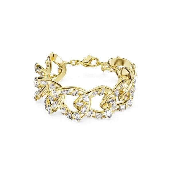 5666027 Swarovski Bilezik Dextera bracelet, Statement, Mixed cuts, White, Gold-tone plated 5666027