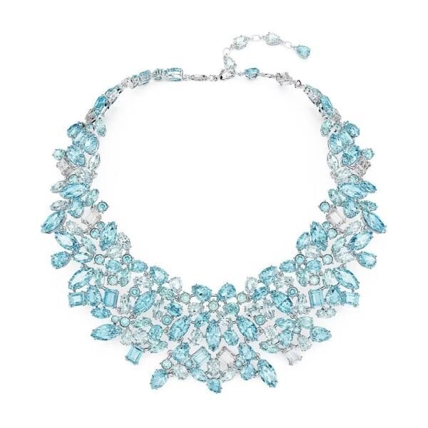5672879 Swarovski Kolye Gema Necklace, Mixed Cuts, Blue, Rhodium Plated 5672879