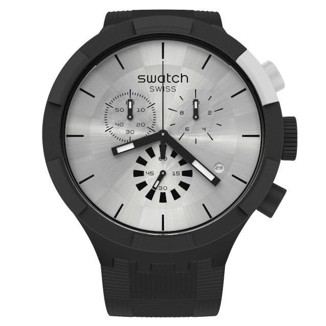 SB02B404 Swatch Big Bold Chequered Silver Erkek Kol Saati