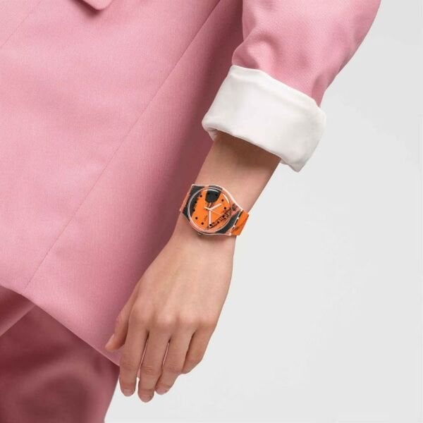 SUOZ362 Swatch Barns-Graham's Orange and Red on Pink Unisex Kol Saati