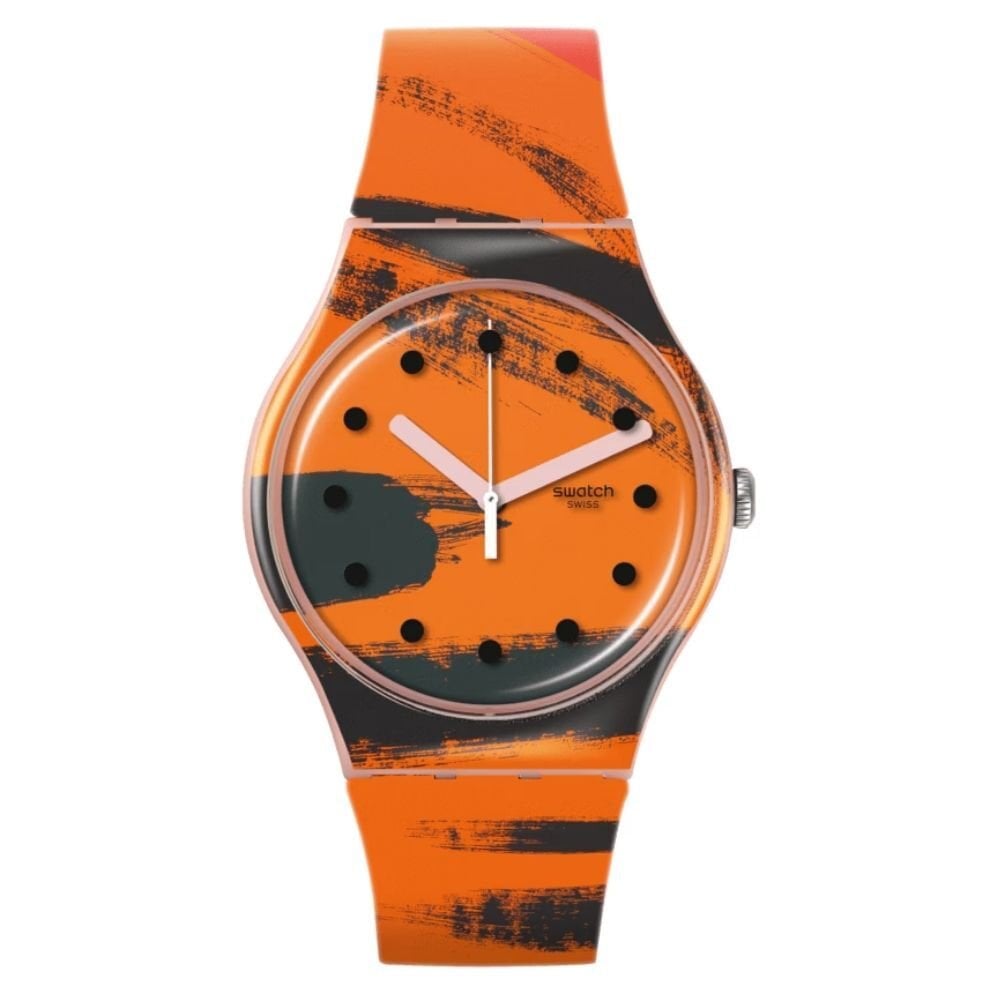 SUOZ362 Swatch Barns-Graham's Orange and Red on Pink Unisex Kol Saati