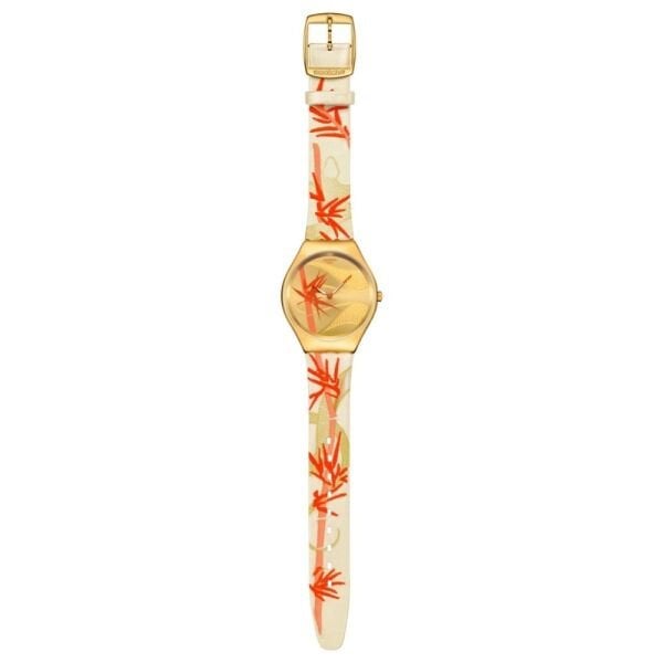 SYXZ105 Swatch Golden Red Bamboo Bayan Kol Saati