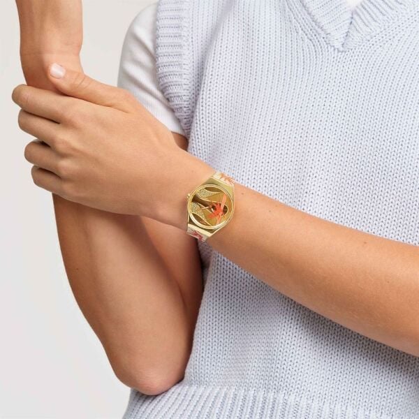 SYXZ105 Swatch Golden Red Bamboo Bayan Kol Saati