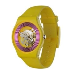 SO29J100 Swatch Purple Rings Yellow Unisex Kol Saati