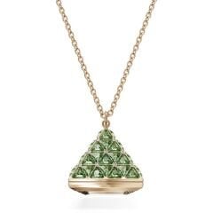 5631146 Swarovski Kolye Saat Pendant Watch, Triangle cut, Green, Champagne gold-tone finish 5631146