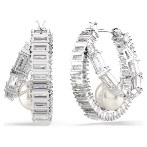 5720868 Swarovski Küpe Ss25 Capsule:Pe Prl Hoop Whı/Rhs 5720868