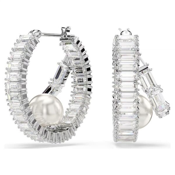 5720868 Swarovski Küpe Ss25 Capsule:Pe Prl Hoop Whı/Rhs 5720868