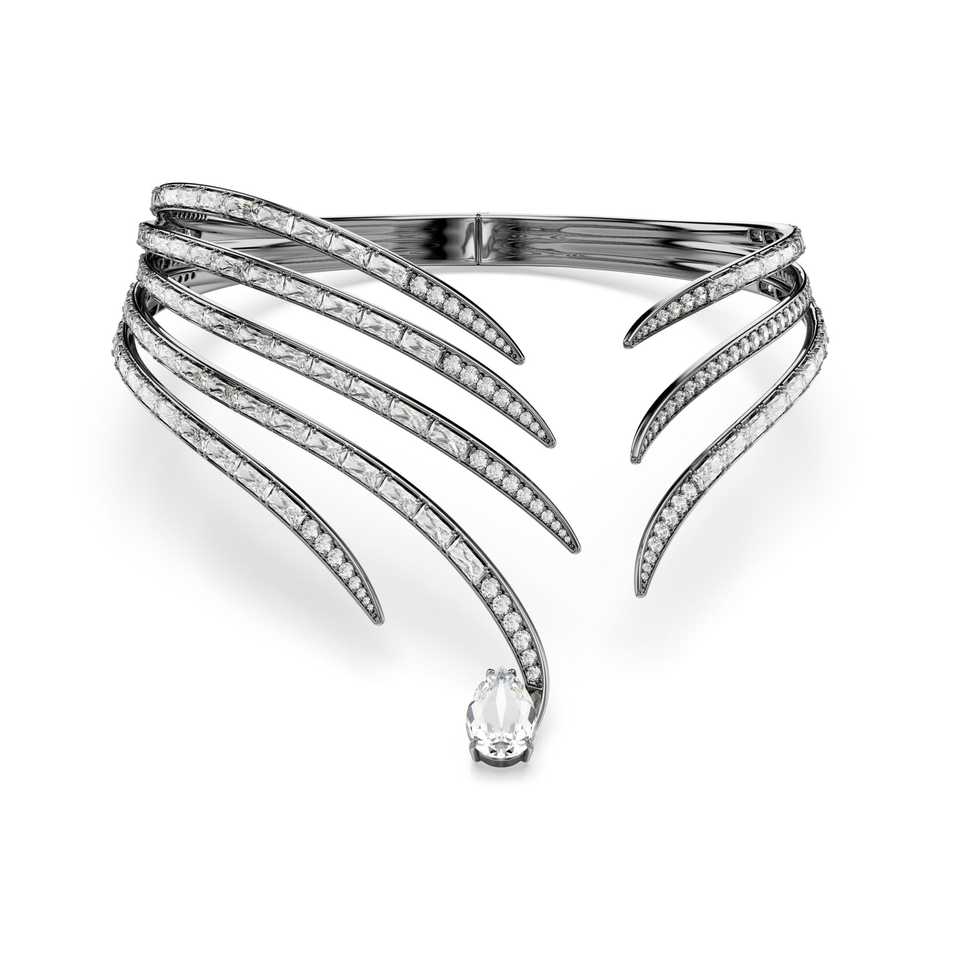5709270 The Vienna Collection Choker, Feather, White, Ruthenium Plated M