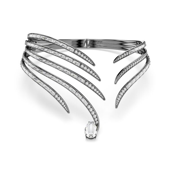 5709270 The Vienna Collection Choker, Feather, White, Ruthenium Plated M