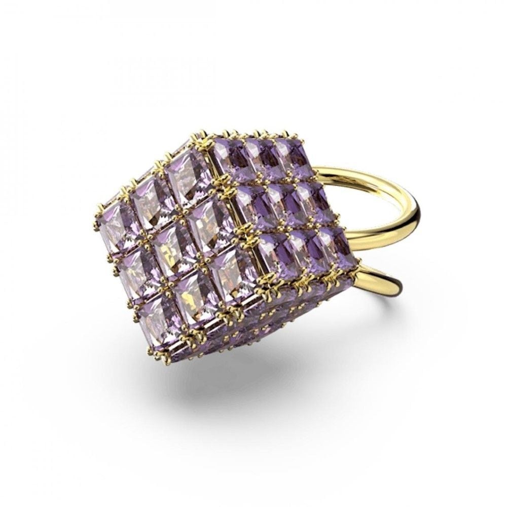5633644 Swarovski Yüzük Curiosa : Coctail Ring Square Purple Gold Tone Plated 58 5633644