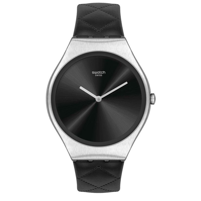SYXS136 Swatch Skin Irony Black Quilted Kadın Kol Saati