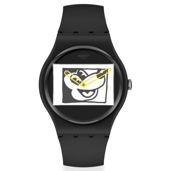 SUOZ337 Swatch Mickey Blanc Sur Noir Unisex Kol Saati