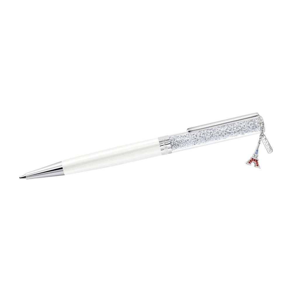 5698802 Swarovski Kalem Crystalline ballpoint pen, Eiffel tower, White, Chrome plated 5698802