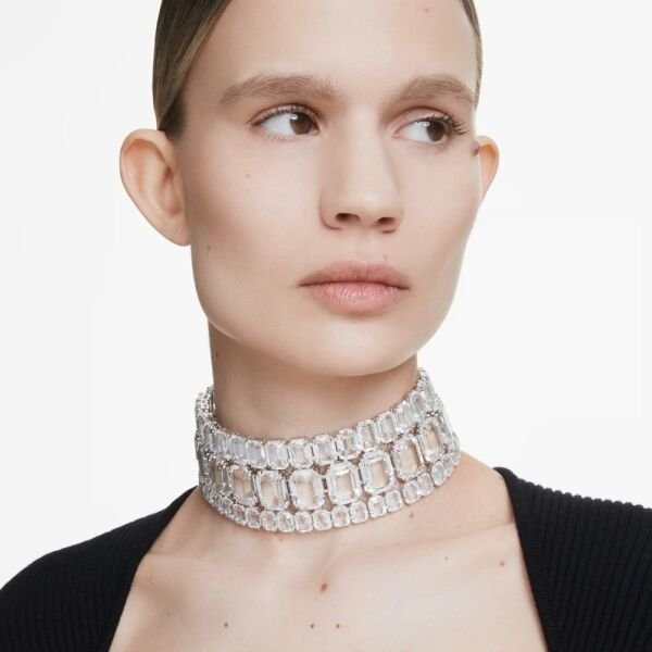 5696290 Swarovski Kolye Millenia choker, Octagon cut, White, Rhodium plated 5696290