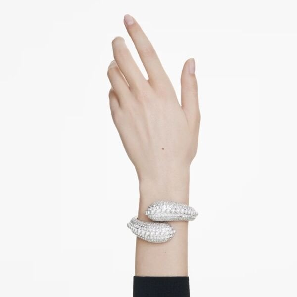 5692108 Swarovski Bilezik Sublima cuff, Statement, Crystal pearl, Round cut, White, Rhodium plated 5692108