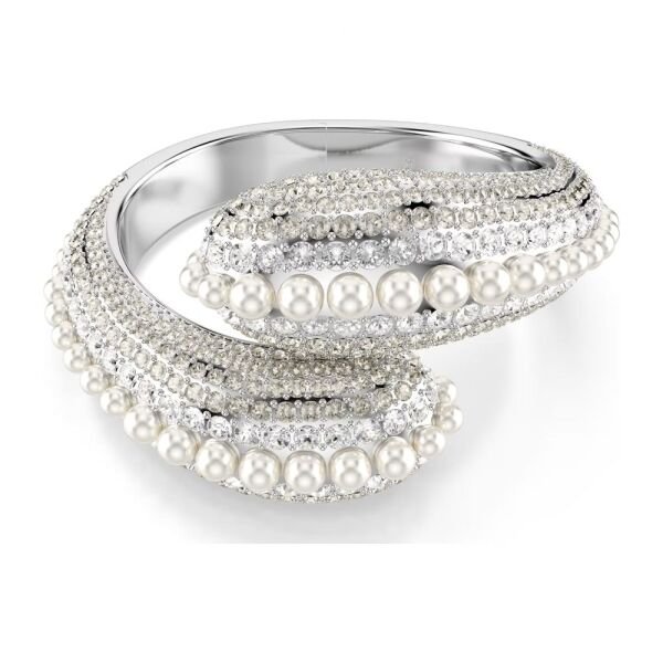 5692108 Swarovski Bilezik Sublima cuff, Statement, Crystal pearl, Round cut, White, Rhodium plated 5692108