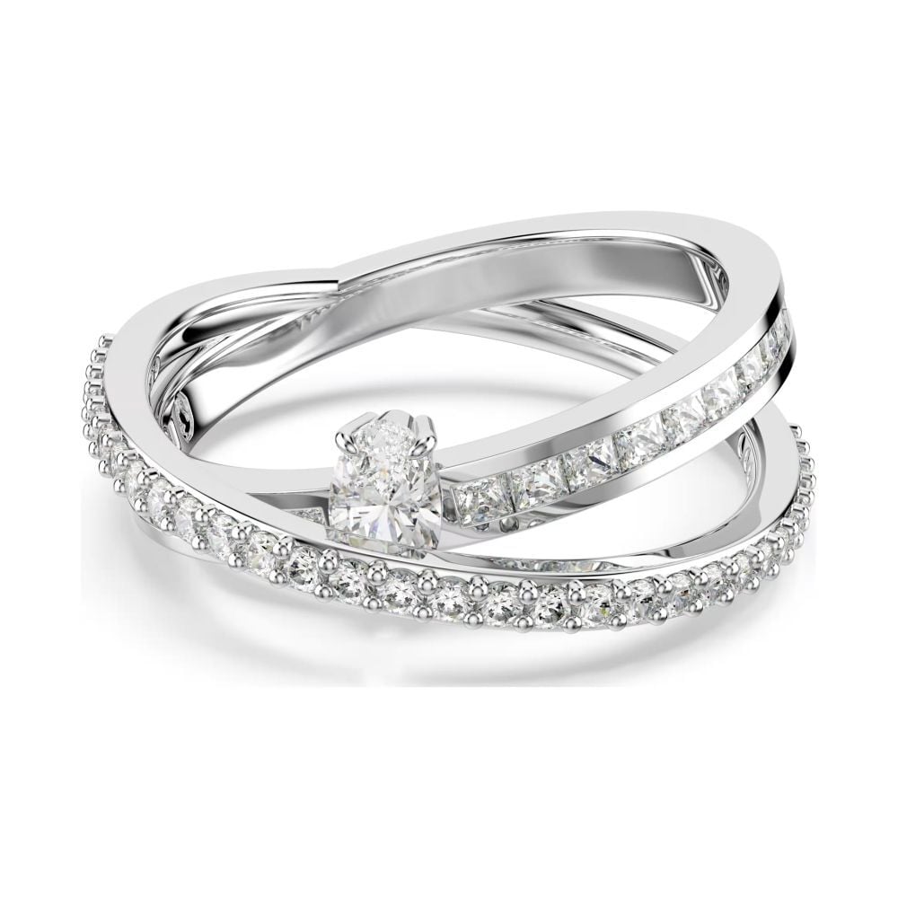5691228 Swarovski Yüzük Hyperbola:Rıng 2 Row Whıte/Rhs 50 5691228